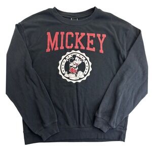 Disney Mickey Mouse Graphic Sweatshirt Women's Large Black Pullover Crewneck